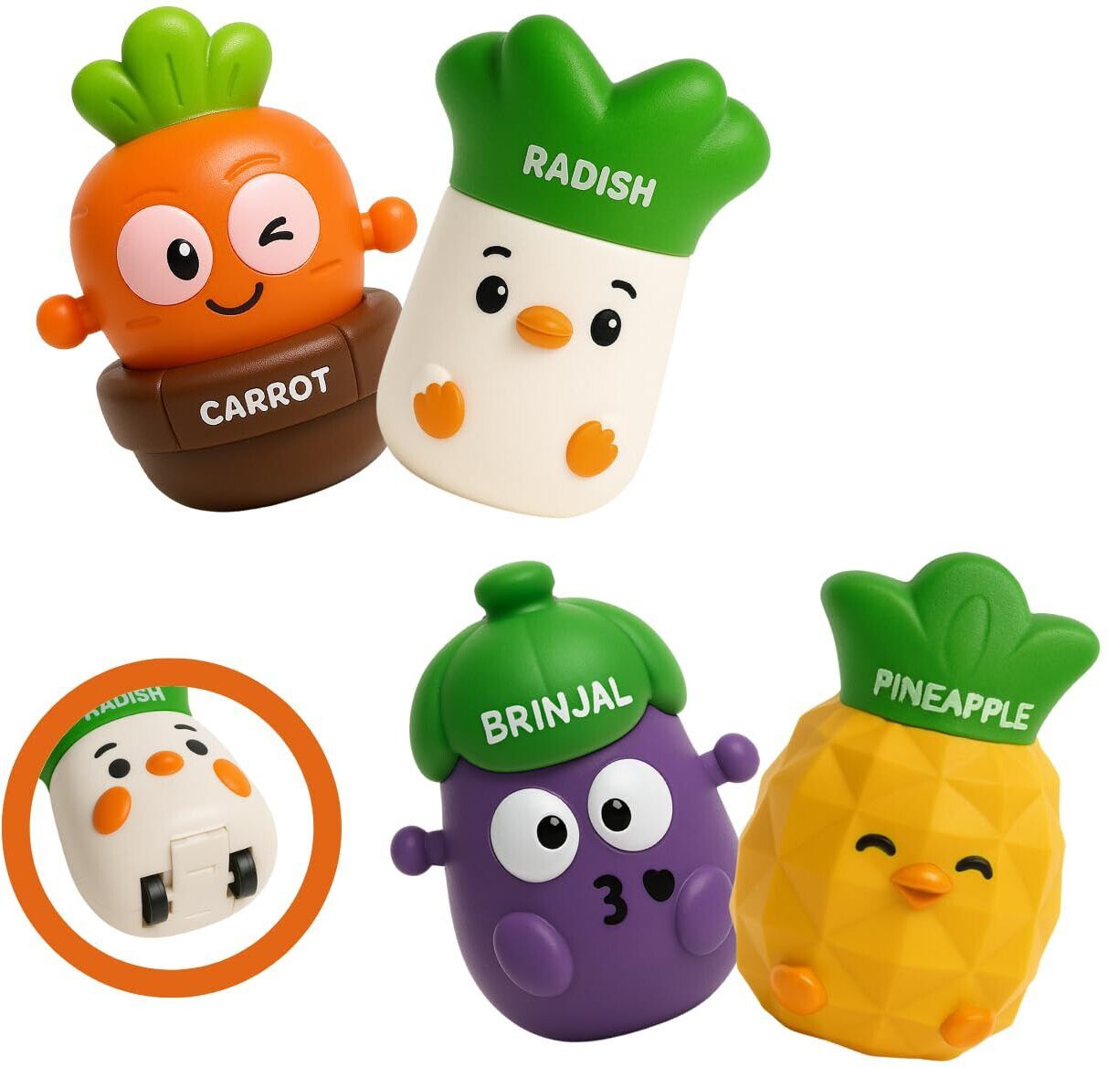 zunbella 2pcs Cute Cartoon Vegetable Push & Go Friction Powered Toy For Kids Rattle-picture-24