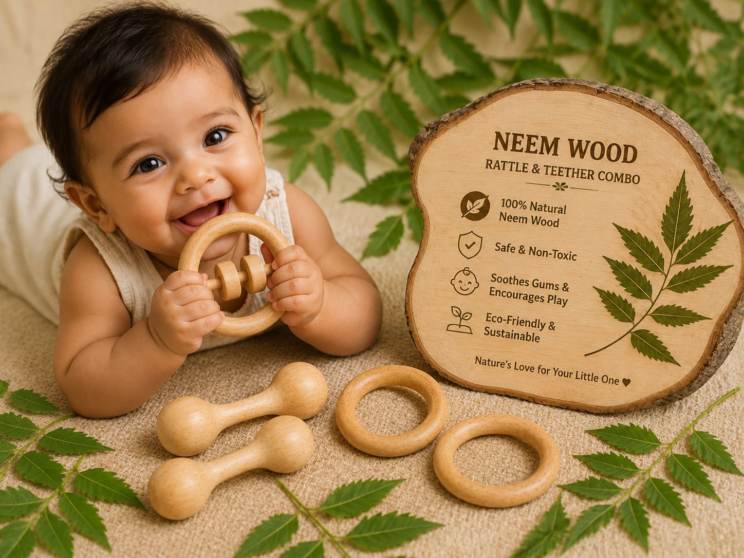 shreeja shilpcraft Neem Wood Baby Teether & Rattle Rattle-picture-20