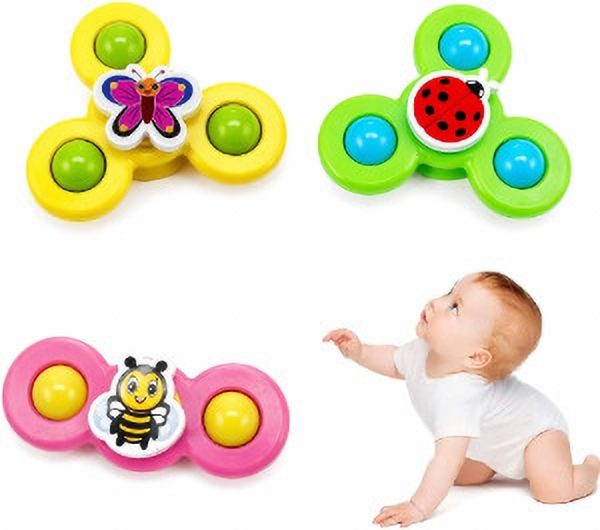 sthofy 3 PCS Baby Sensory Bath Spinner Toys with Suction Cup (Multicolor) Rattle-picture-19