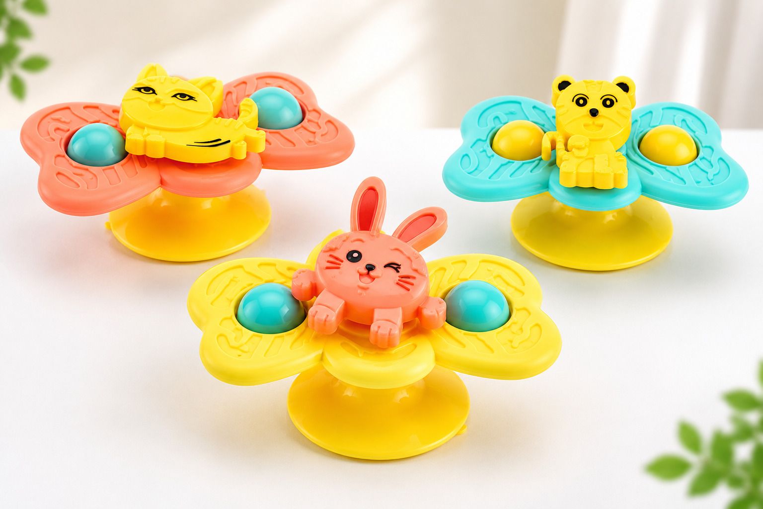 aquatide Baby Bath Spinner Toy Easy Stick Wall Suction Cup Set of 3 Rattle-picture-19
