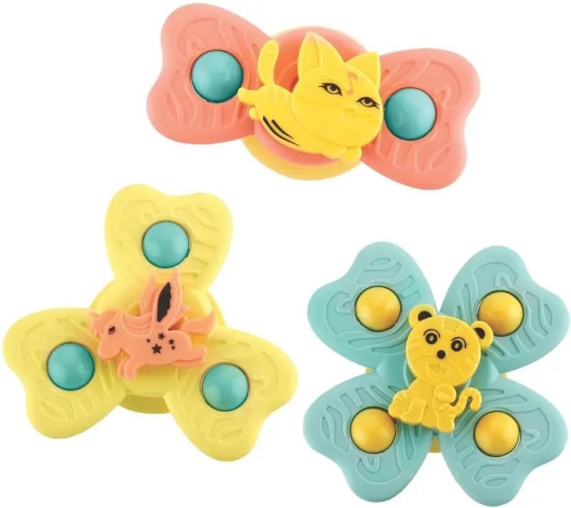 zunbella 3Pcs Suction Cup Fidget Spinner for Baby Bath, Water Toys,Rattle Toys for Kids Rattle-picture-22