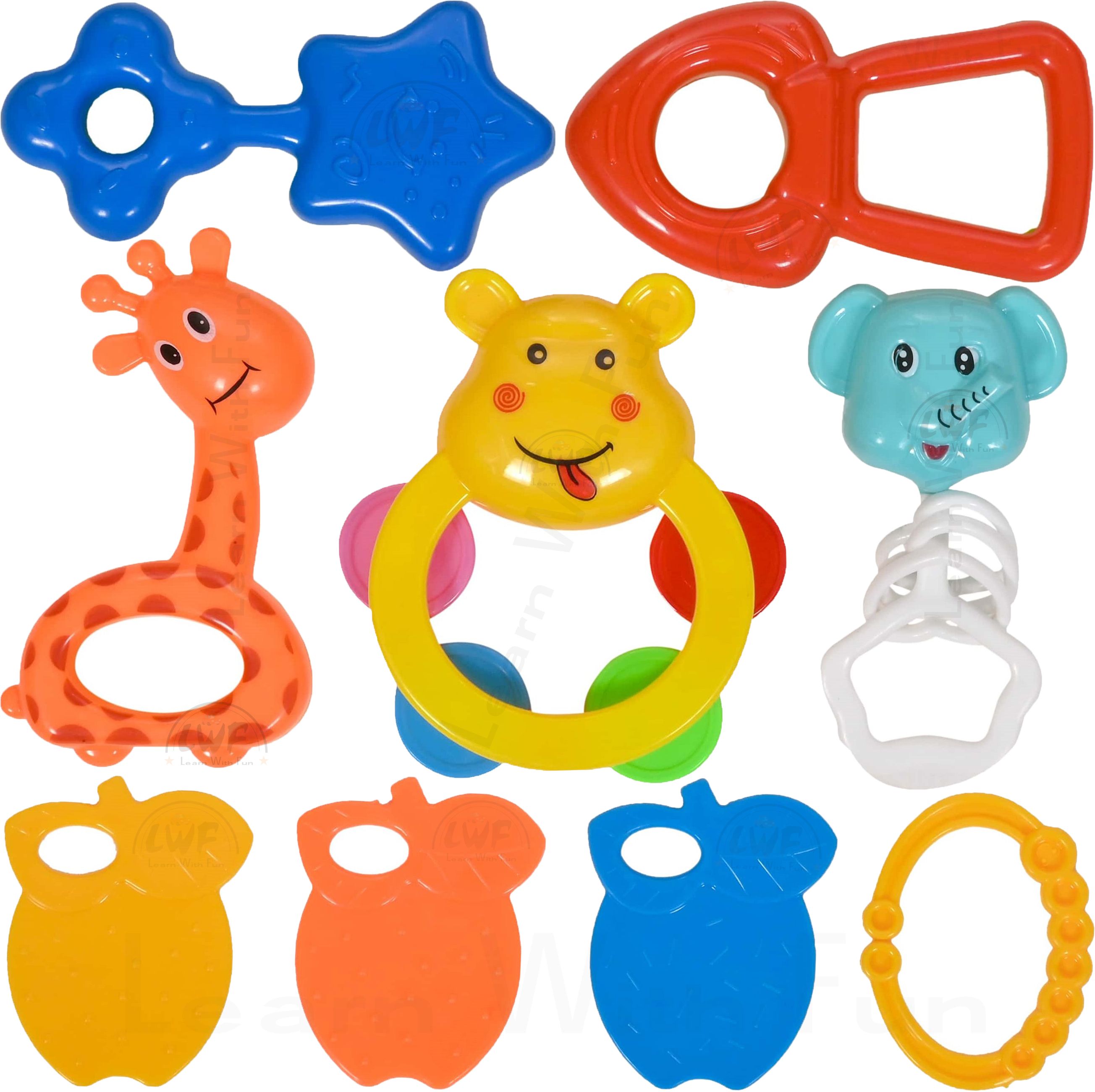 Set of 8 Pcs with Various Exciting Toys for New Borns & Infants Rattle