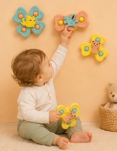 3PCS Baby Spinner Toy Suction Cup Sensory Toys for Infants Toddlers Kids Rattle-image-7