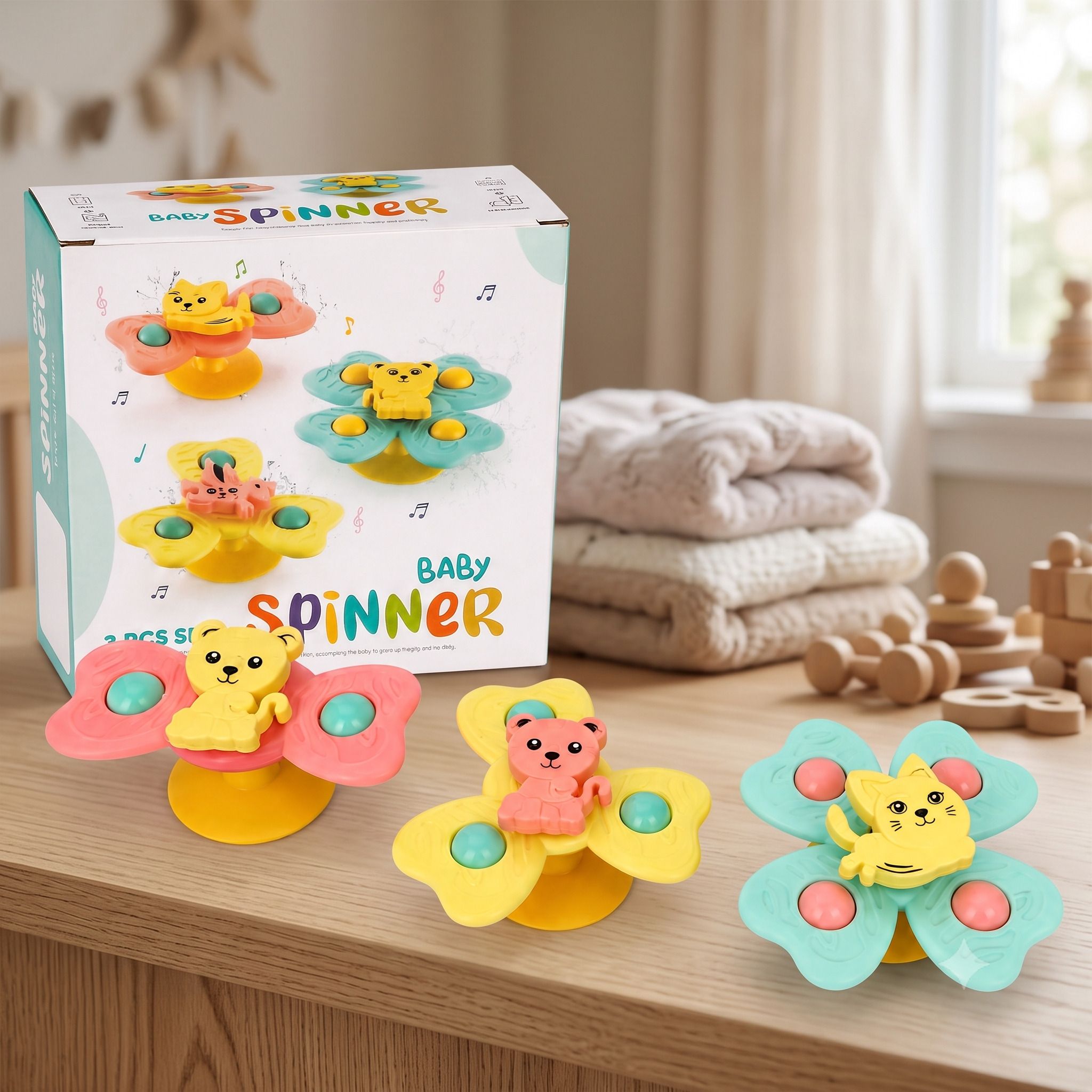 sthofy Kids Love This Spinner Toy Set | 3 PCS Cute Animal Toys Rattle-picture-45