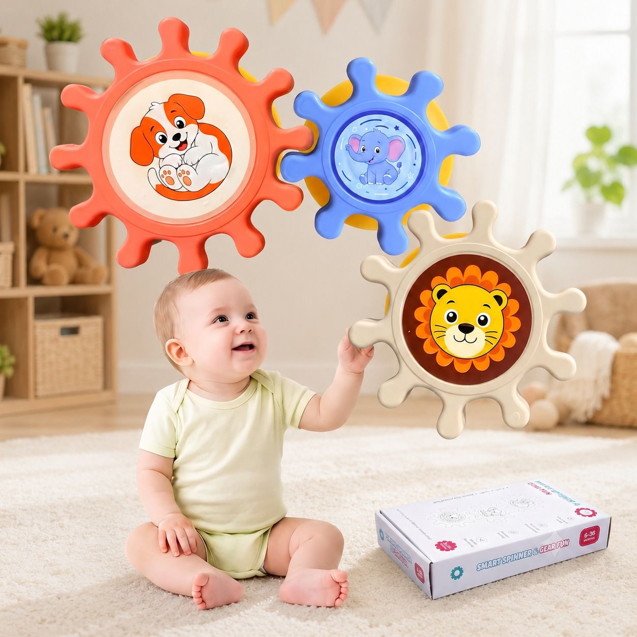 3 Pcs Baby Spinner Toy Set 6+ Months Suction Cup Cartoon Spinning Toys Rattle-image-19