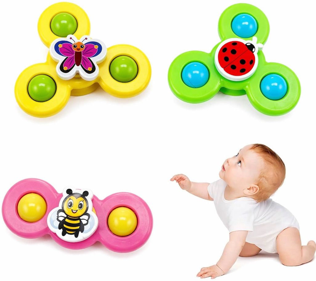 sthofy Baby Bath Spinner Toy Set of 3 Suction Cup Rattle Toys for Kids (Multicolor) Rattle-picture-14
