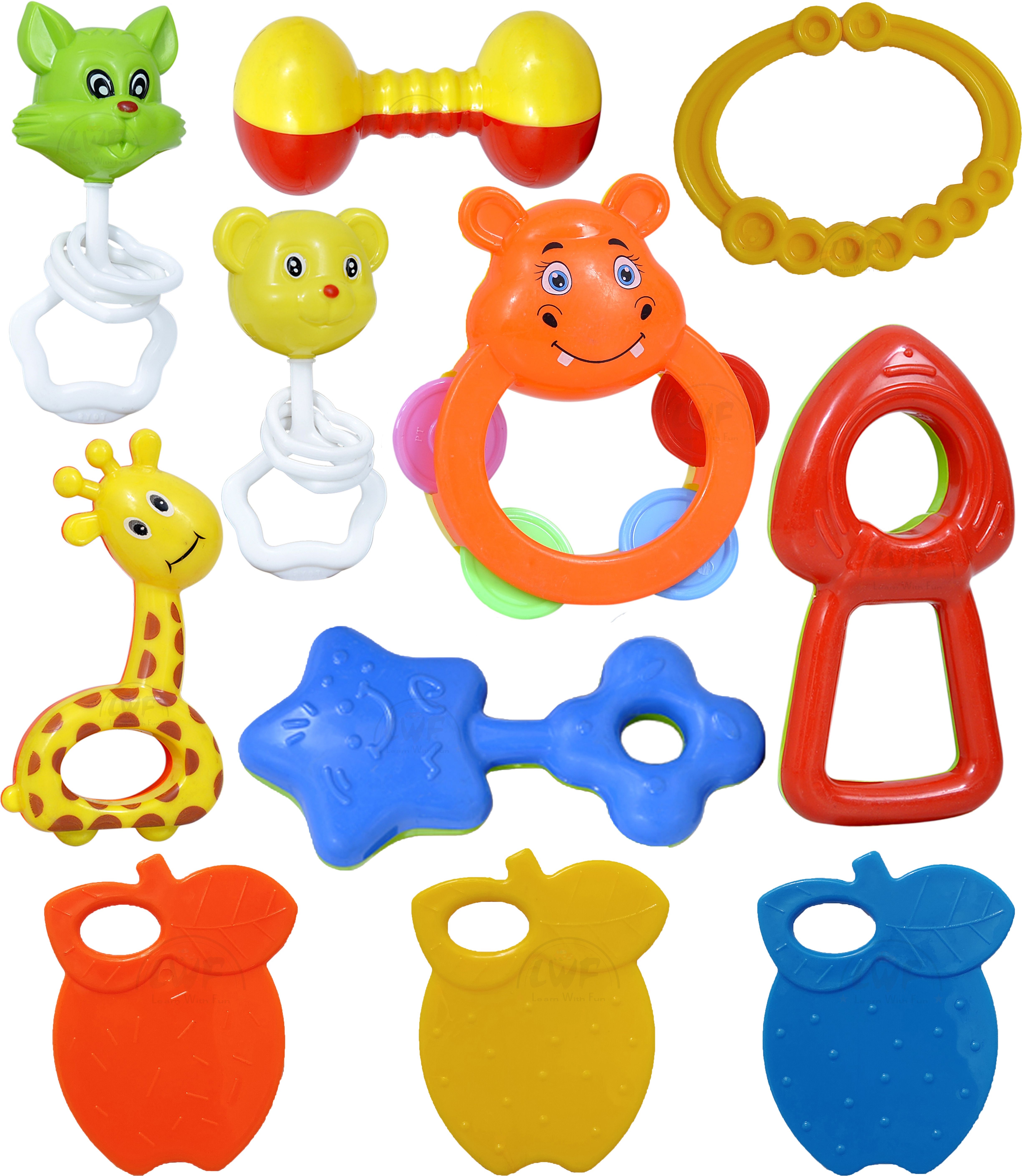 Set of 8 Pcs with Various Exciting Toys for New Borns & Infants Rattle