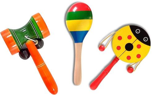 Wooden Handmade Rattles Set of 3 Combo Pack For Kids and Infants Wooden Toy Rattle-image-35