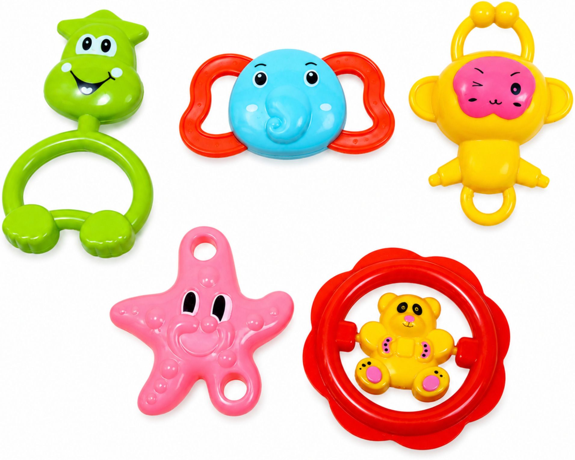 5 Pcs Rattle Toys BPA Free Non Toxic Baby Teether Set for Newborn Infants Rattle-image-44