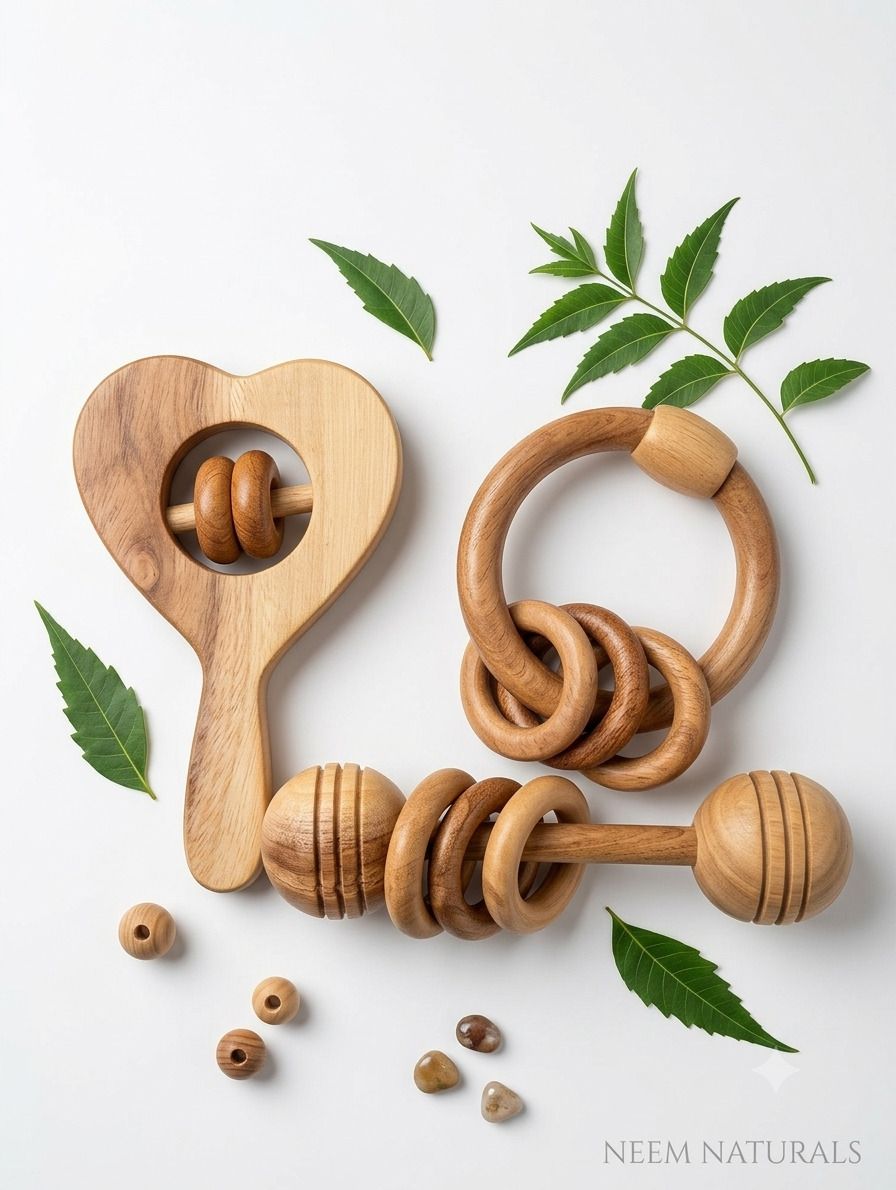 rana creation mart Pure neem wooden rattle for babies Rattle-picture-29