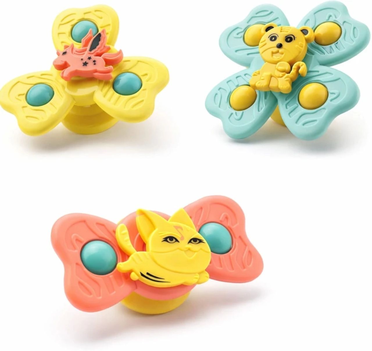 qunexplast 3 PCS Baby Suction Spinner Toy Set for Wall Mirror Bath 6-24 Months Baby Rattle-picture-26