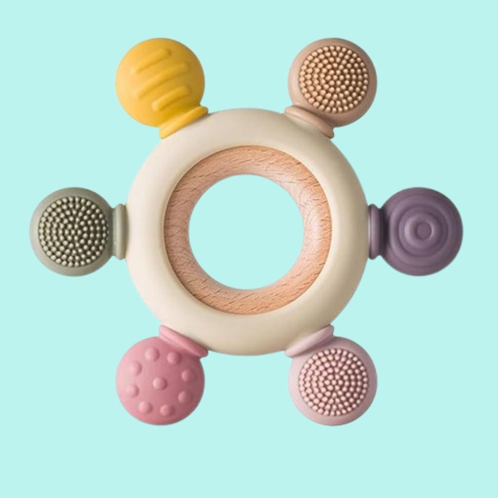 msda Baby Chew Teether Ring with Multi Texture Silicone Pads Rattle-picture-34