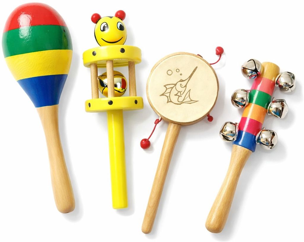 the g shop Wooden baby rattle pack of 4 Set for Babies | Baby Toys for 6 to 12 Months Rattle-picture-16