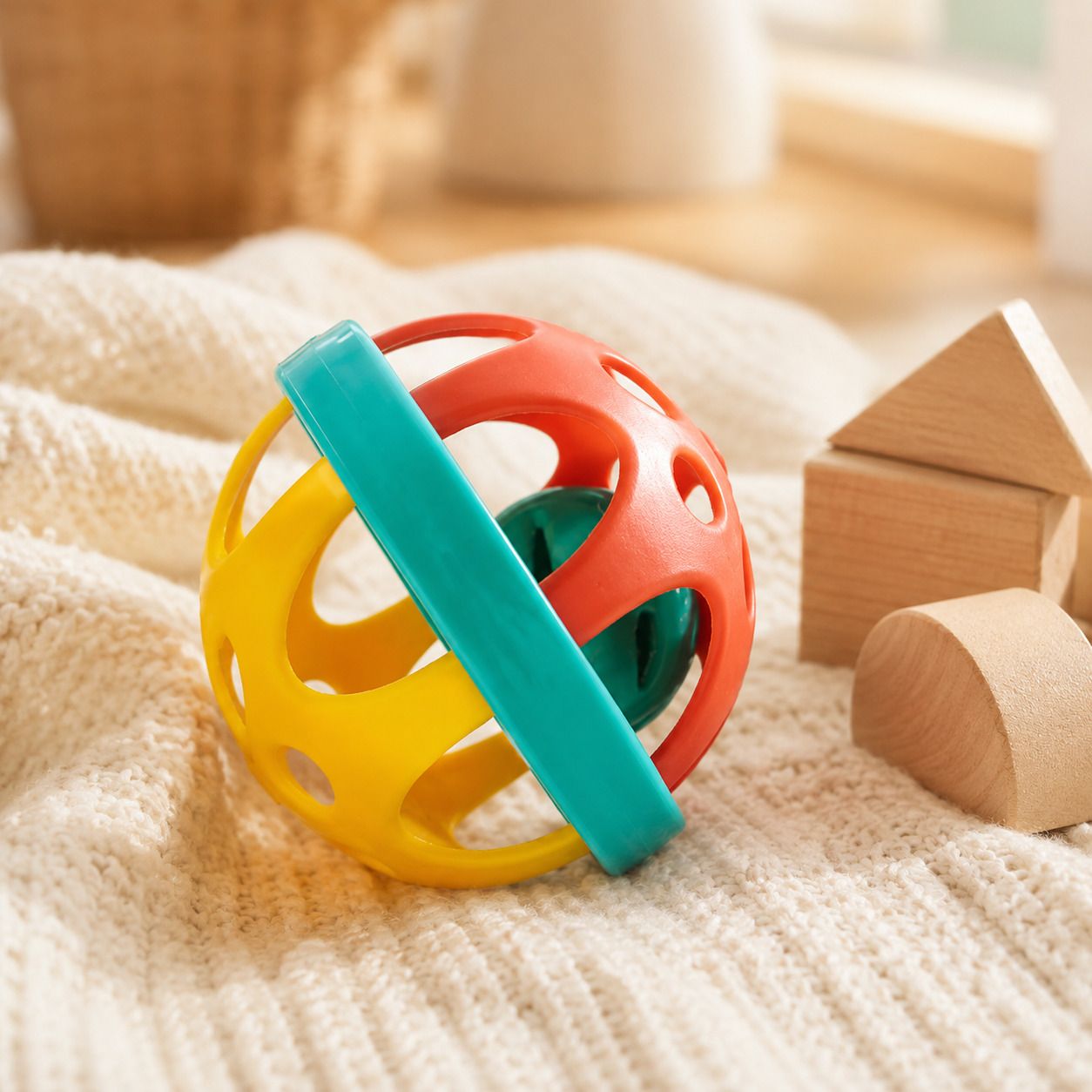 Non-Toxic Soft Baby Grasp Rattle Ball with Rattle Sound (Pack Of 1) Rattle-image-1