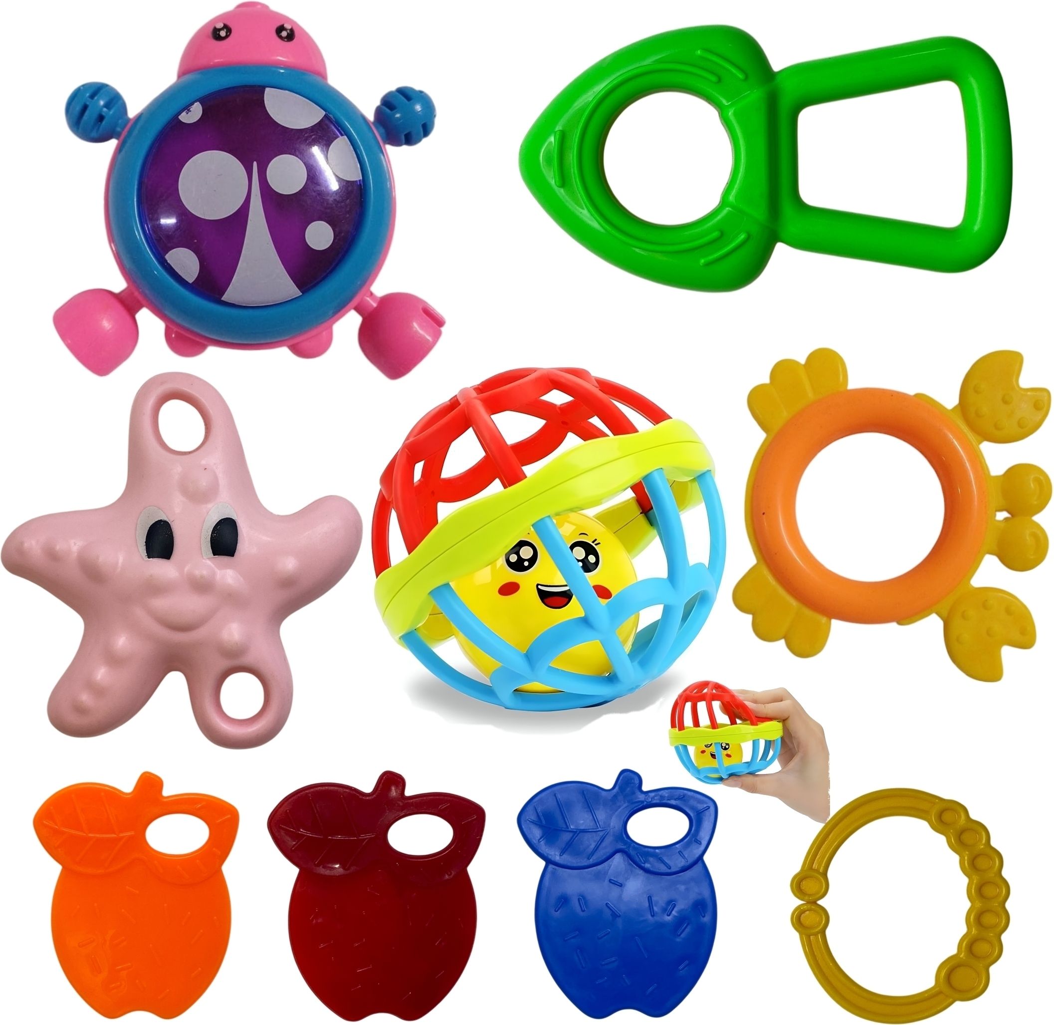 Colorful Premium Born Baby Rattle Teether Rattal Combo Set 9 Toys For Infant Kid Rattle-image-5