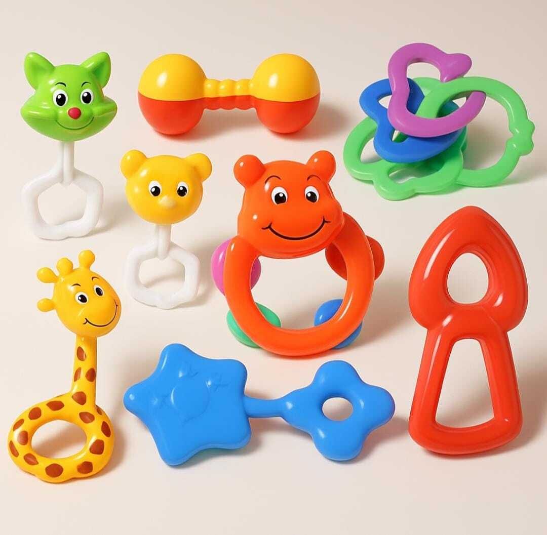 PLAYSHINE 8 pcs Multicolor Baby Rattle set for kids Rattle-image-42