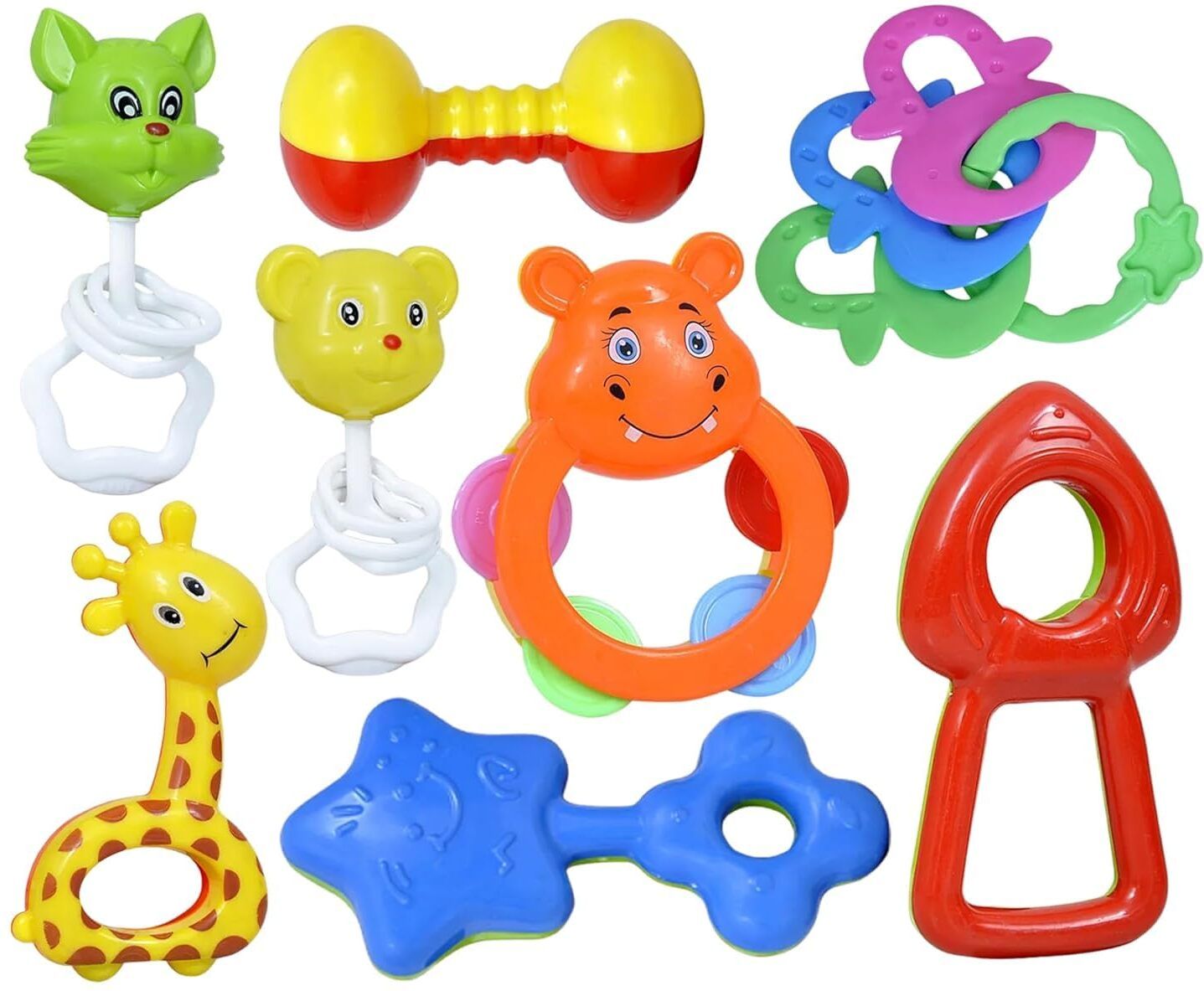 toy street Pack of 5 Rattle Set with Teathers for New Born Babies Toy BPA Free Non-Toxic Rattle-picture-7