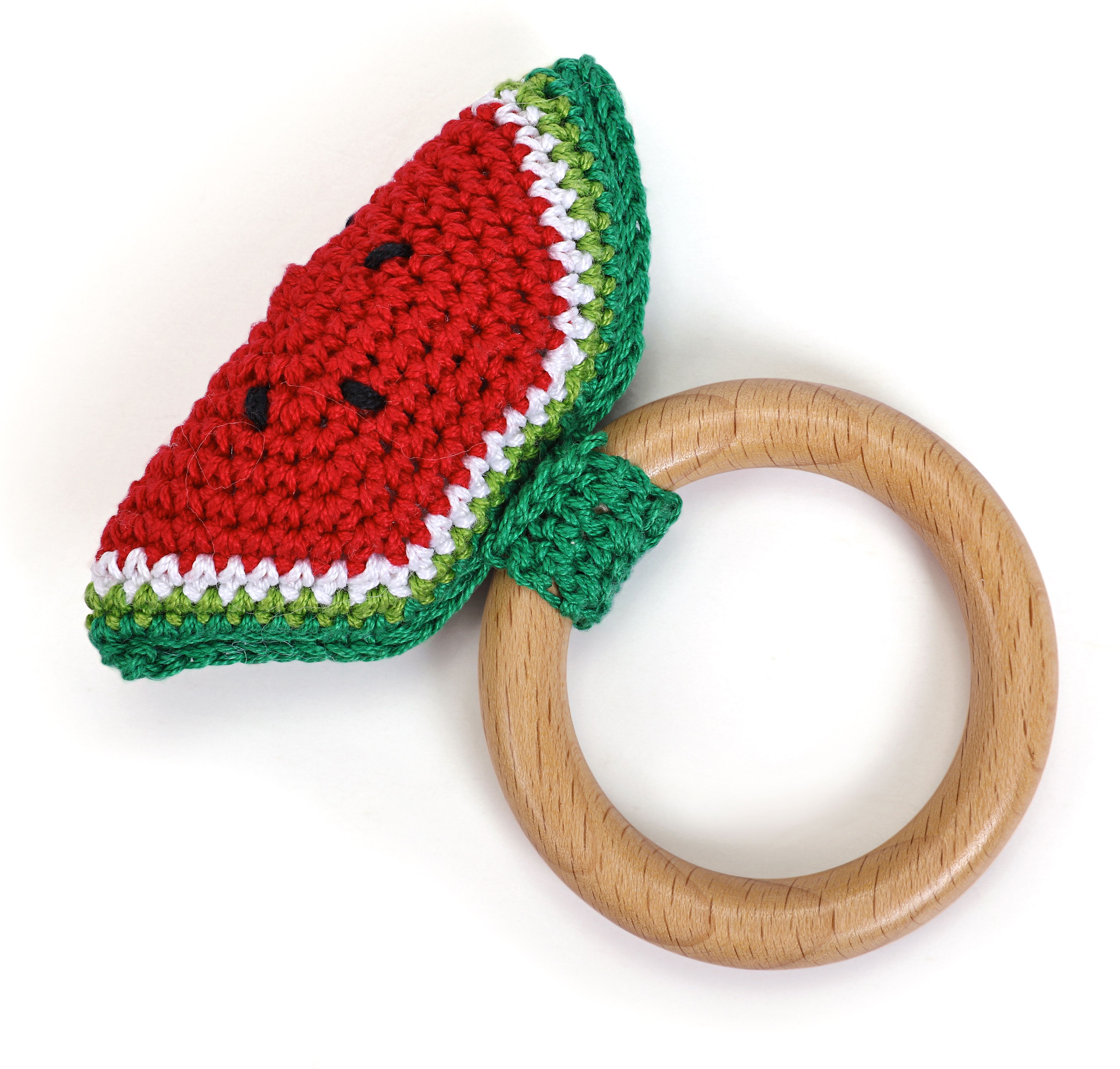 love crochet art Watermelon Crochet Baby Rattle cum Teether, Early Age Gift Toys Rattle-picture-11