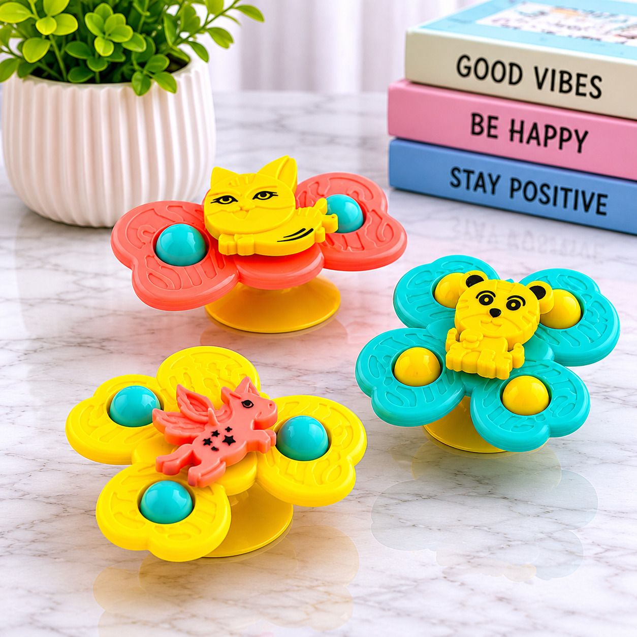 Baby Bath Toy Spinner Set of 3 with Strong Suction Cups Rattle-image-16