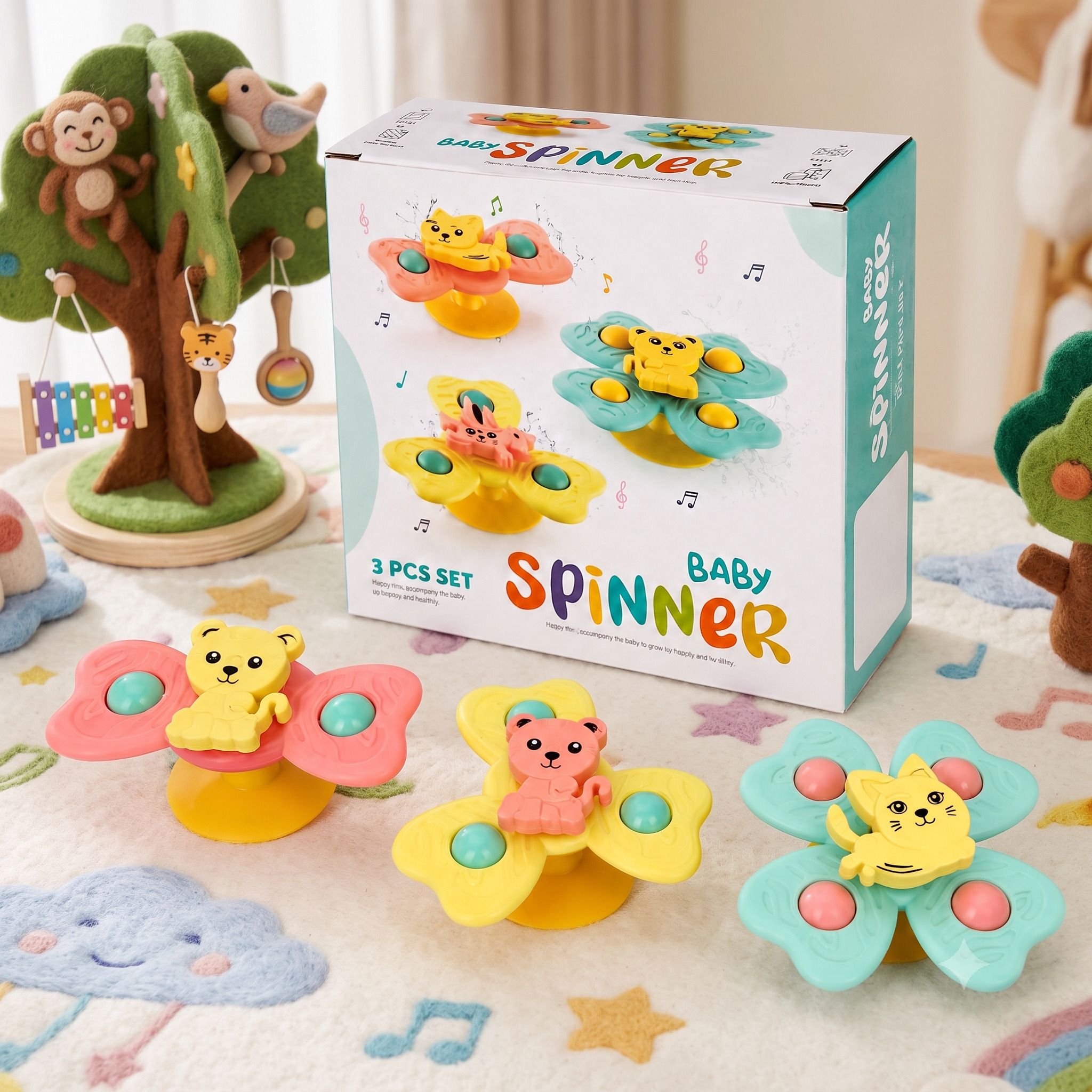 Bath Time Fun Spinner Toys | 3 PCS Suction Cup Set Rattle-image-14