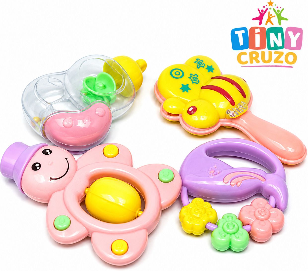 4 Pcs Rattle Set, Sound & Shake Sensory Development Rattle Toys For Baby Rattle Rattle-image-2
