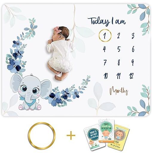 New Born Baby Monthly Milestone Blanket & Card Set Baby Shopping Cart Cover-image-25