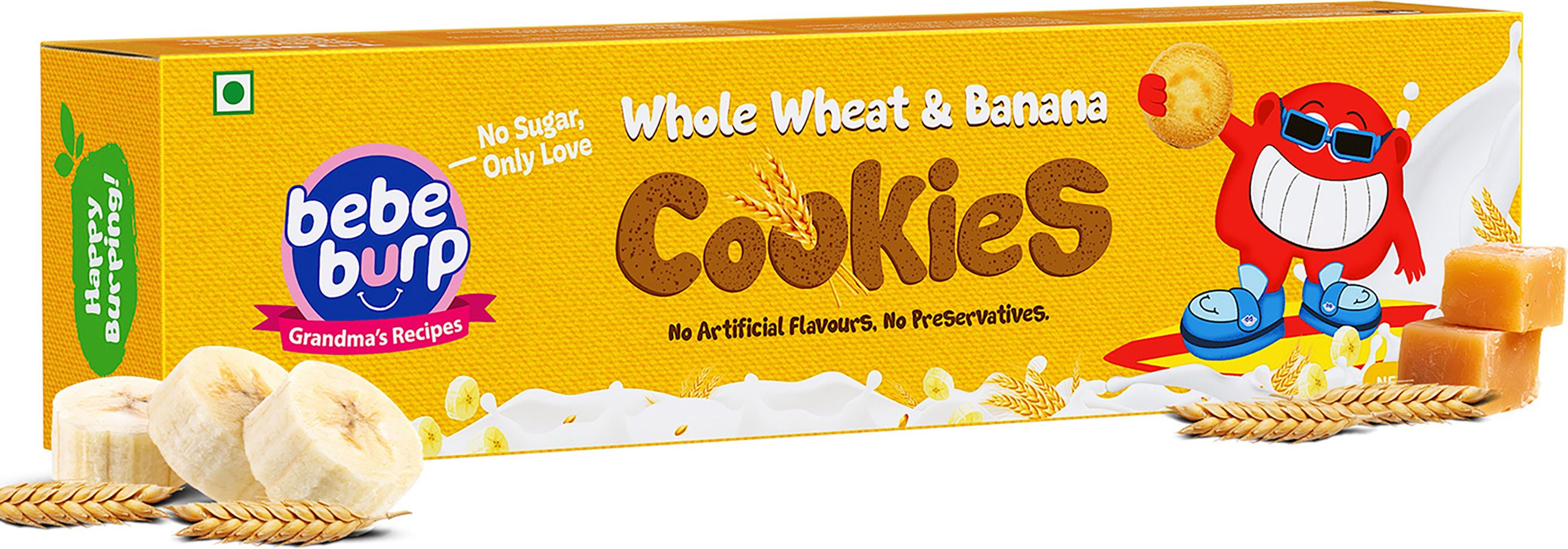 bebe burp Healthy Whole Wheat Cookies for Kids 150g | No Maida, No Refined Sugar Baby Snacks 150 g-picture-10