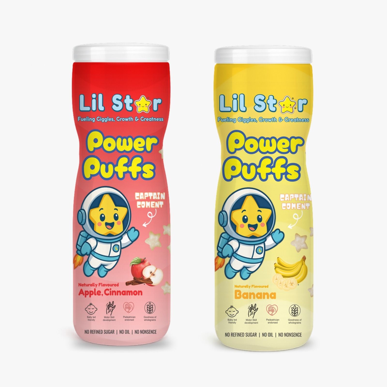 Power Puffs (Pack of 2)|(Apple Cinnamon+Banana)|No Refined Sugar Baby Snacks 100 g-image-6