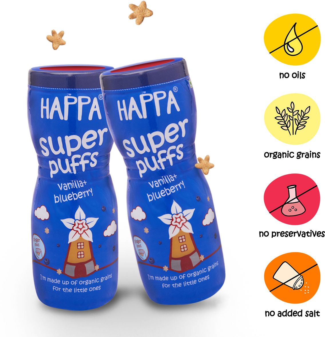 Multigrain Vanilla & Blueberry Melts Super Puffs ( 8 Months+) Pack of 2 Baby Puffs 200 g