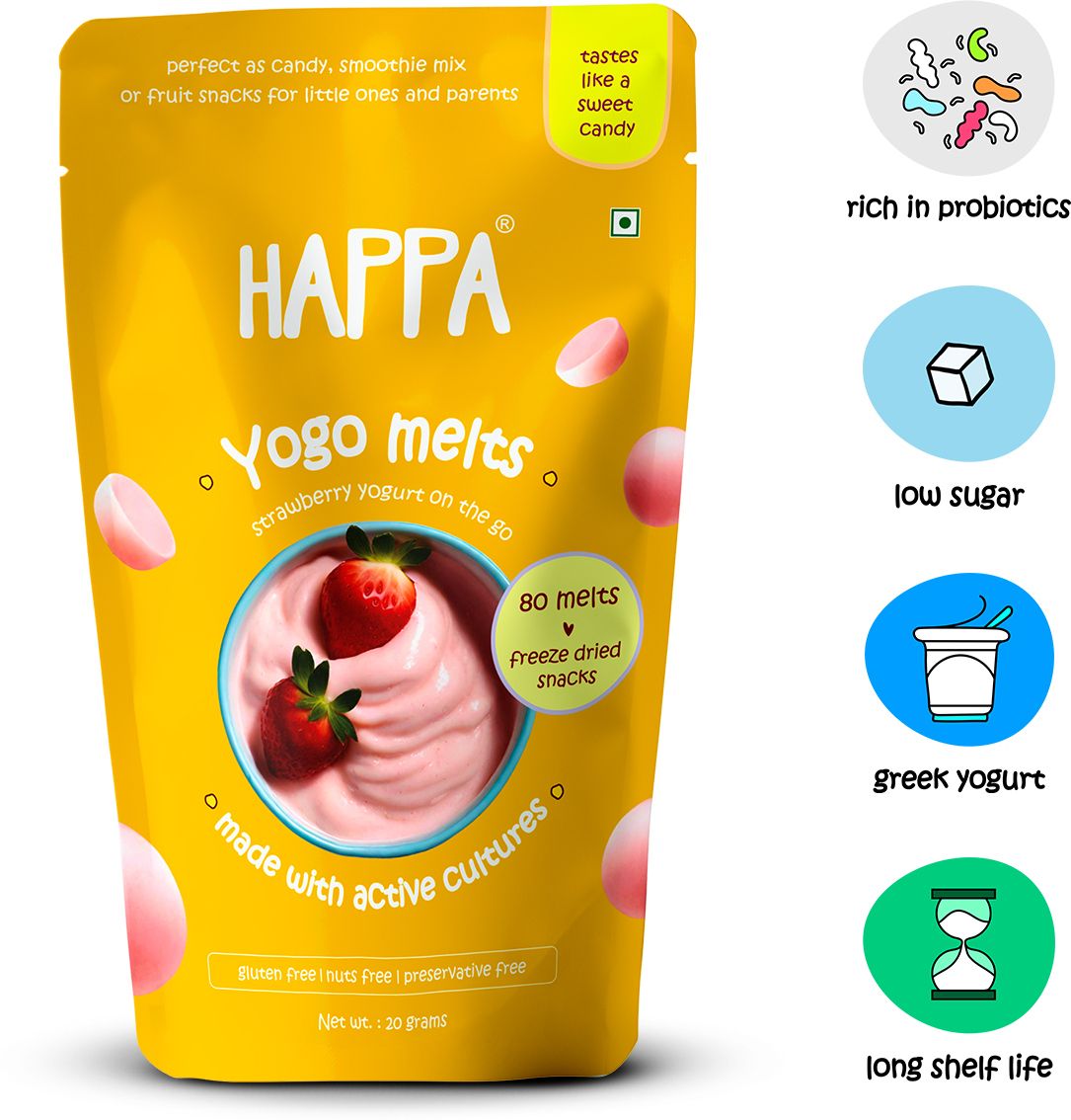 Happa Strawberry Yogo Melts I Fruit & Yogurt snack for little ones Baby Snacks 20 g-image-10
