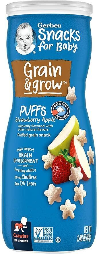 Snacks for Baby Strawberry Apple Puffs for 8+ Month Baby, USA-Made Vegetarian Baby Puffs 60 g-image-46