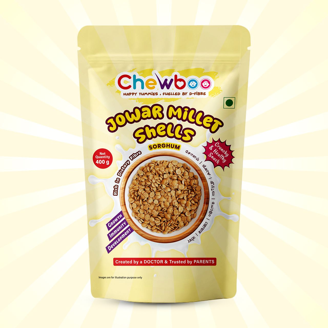 Jowar Millet Shells for Kids,Light & Gut-Friendly Fibre Cereal ,72%Jowar&Jaggery Unflavored Powder-image-49