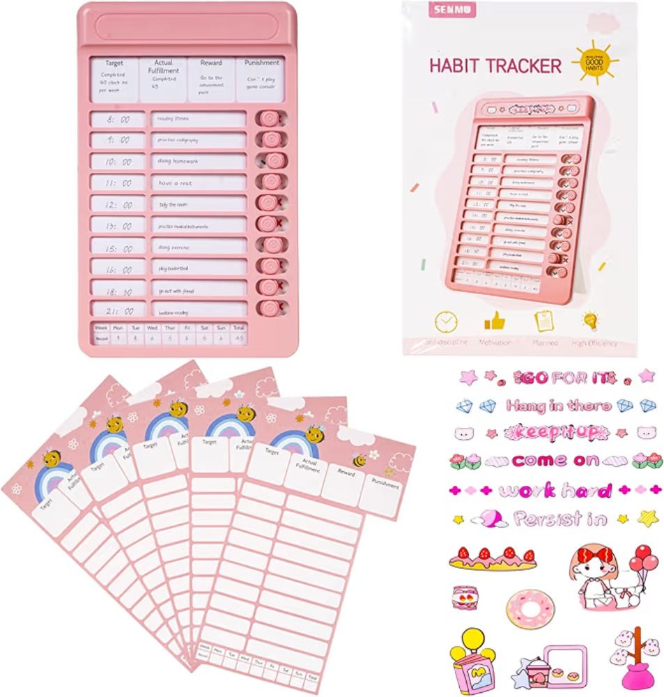 shyam Habit Tracker Daily Planner For Kids (pink) Wireless Baby Wet Reminder-picture-0