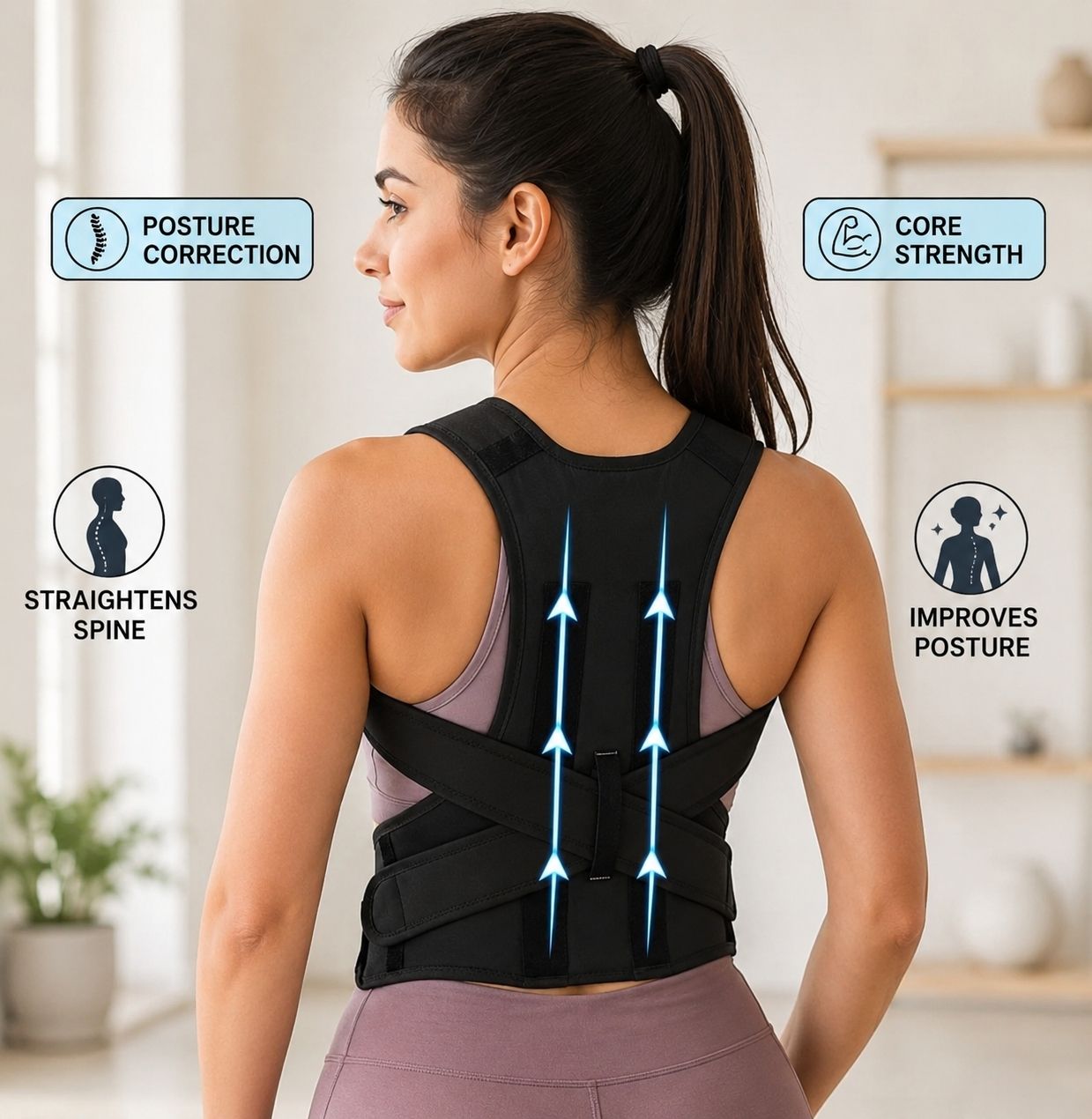 Posture Corrector Belt for Men & Women | Adjustable Upper Back Brace Back and Spine Protector-image-38