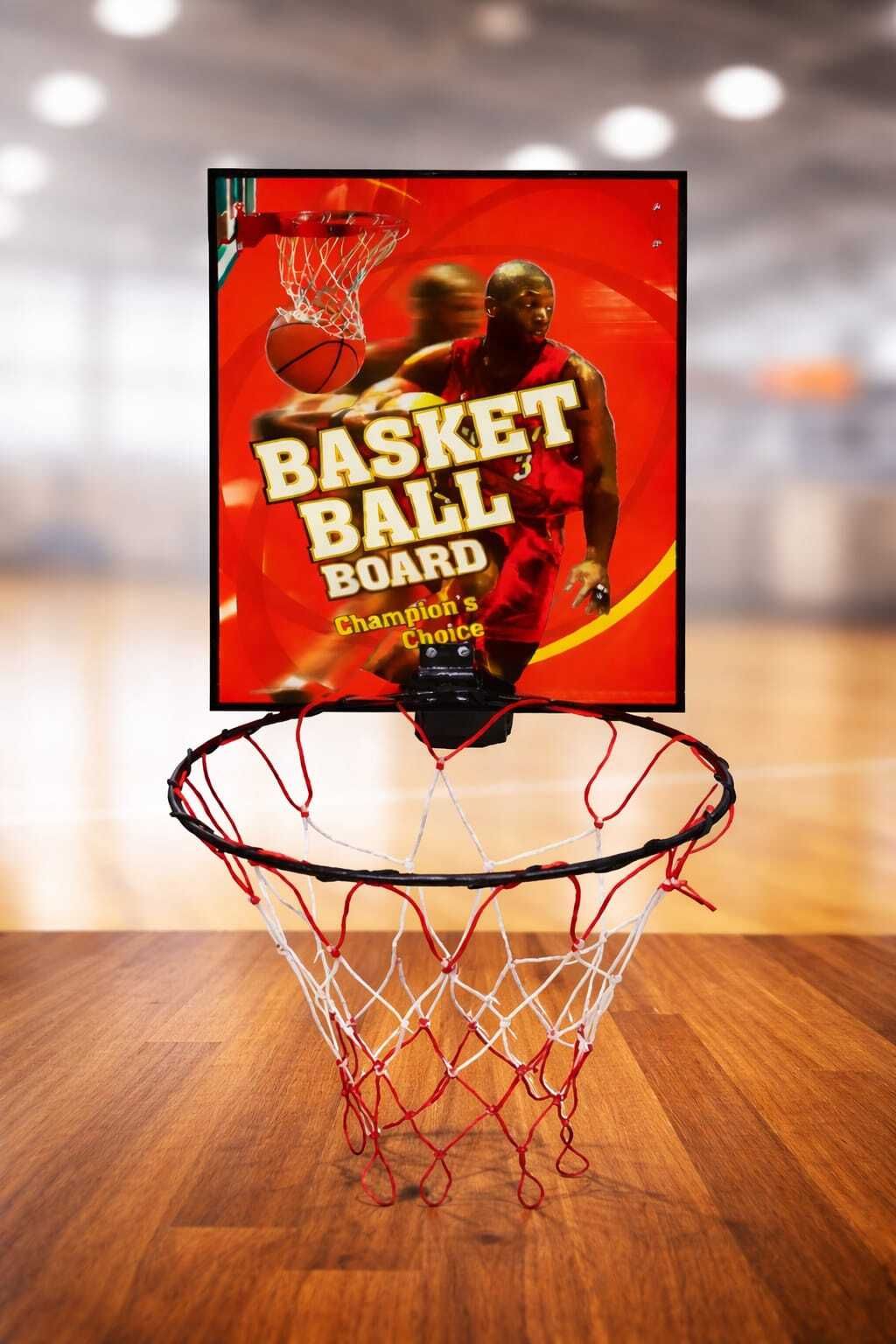 HOOK & PLAY WOODEN BASKETBALL FOLDABLE BACKBOARD WITH RING & NET 14 BASKETBALL Backboard-image-43