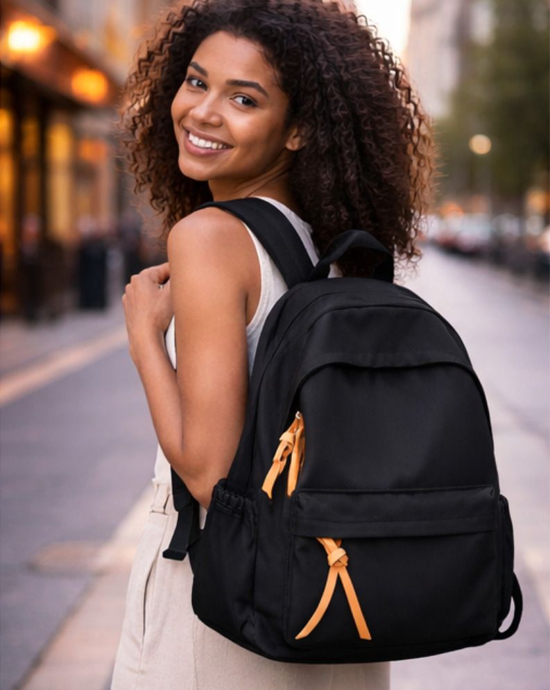 Medium 30 L Laptop Backpack Premium Minimalist Black Waterproof Travel Backpack with Adjustable Straps