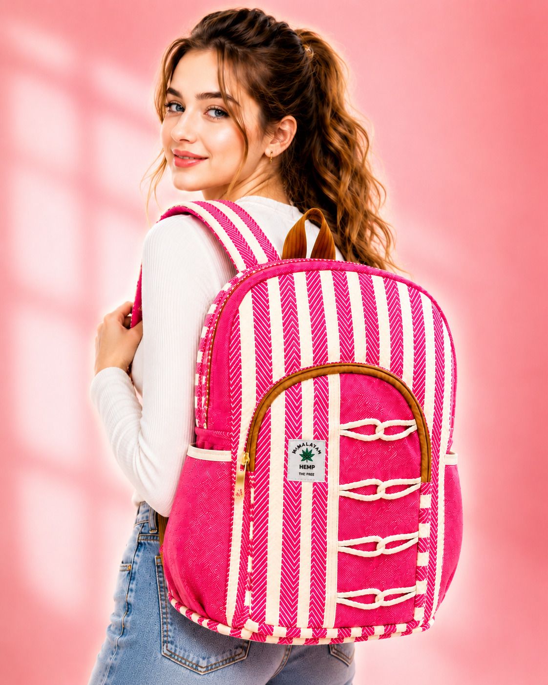 Medium 25 L Backpack Stylish Pink Backpack for Women Travel Big Bag Pack Girls College-image-2