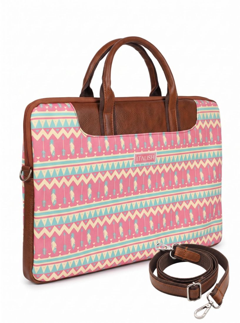 Small 4 L Laptop Backpack Printed Leather Laptop Bag for Women 17 Inch Office Messenger Sleeve with Strap-image-49