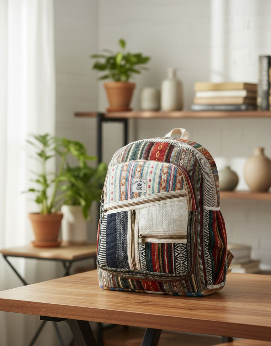 Medium 25 L Laptop Backpack Cotton backpack with 5 zips-image-29