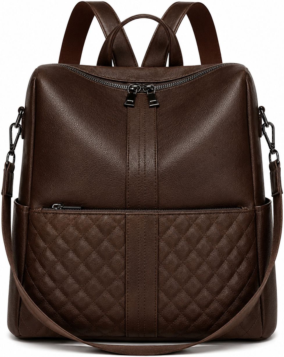 craftwood Small 15 L Backpack Women Quilted Leather Backpack,Convertible Shoulder Bag Office Backpack college-picture-4
