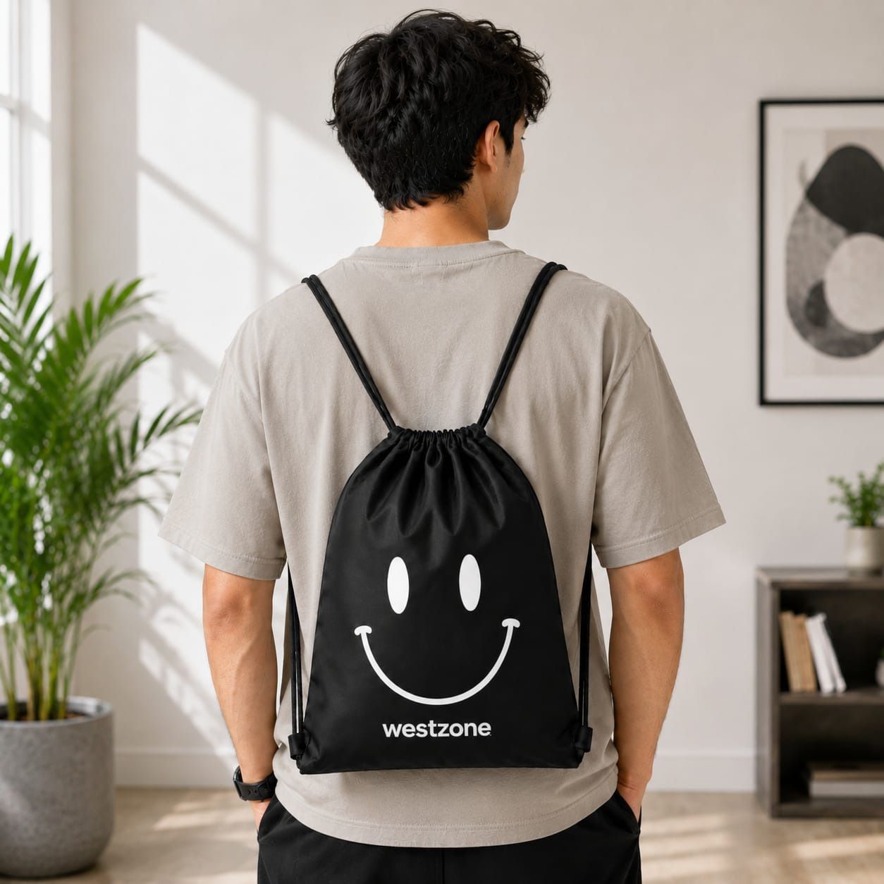 Small 10 L Backpack Drawstring Backpack Bag for Men | Lightweight Gyms Bags smiley-image-27