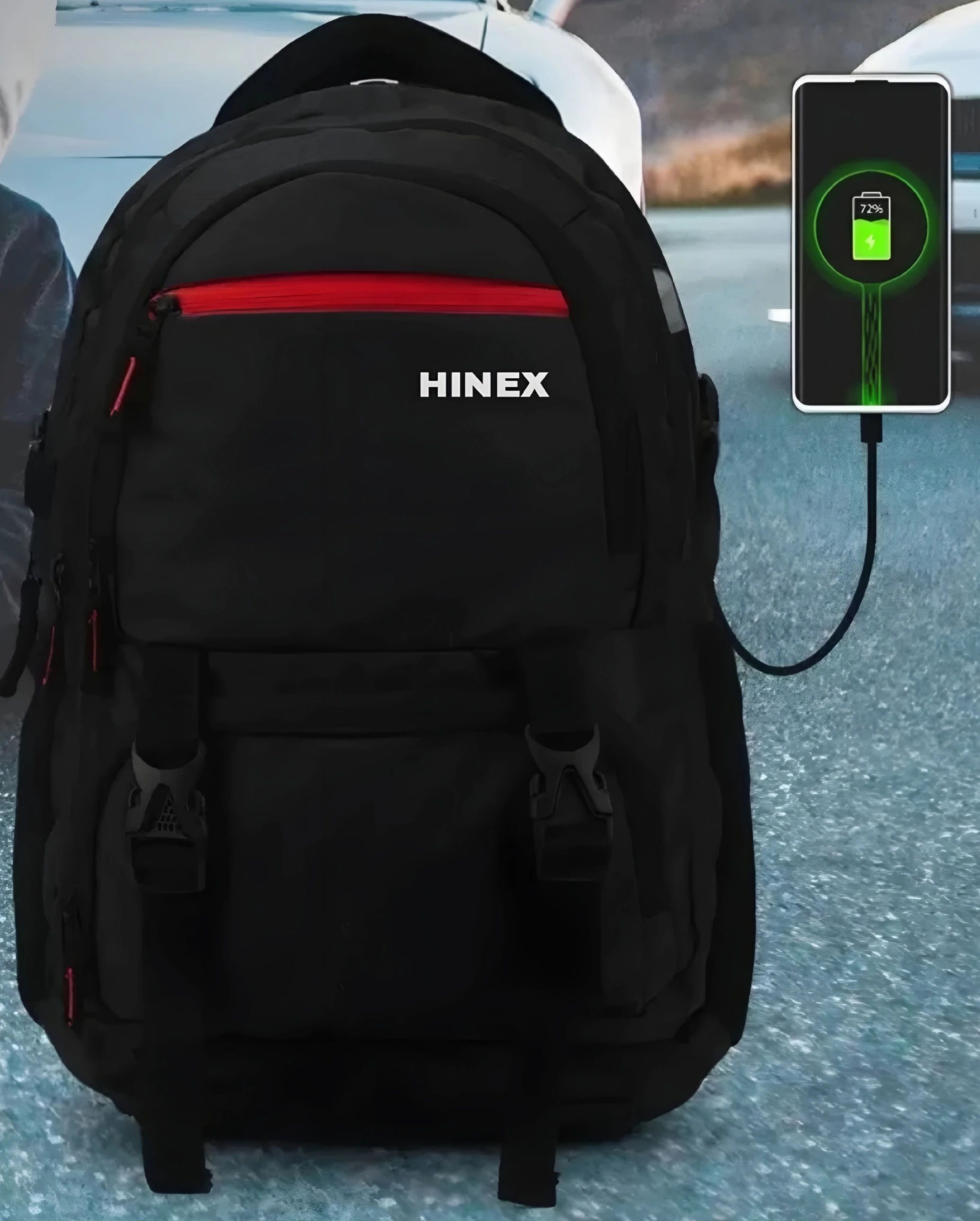 Large 40 L Laptop Backpack Large 40 L Laptop Backpack ASHPER Unisex with USB Port and Rain Cover (Black)-image-5