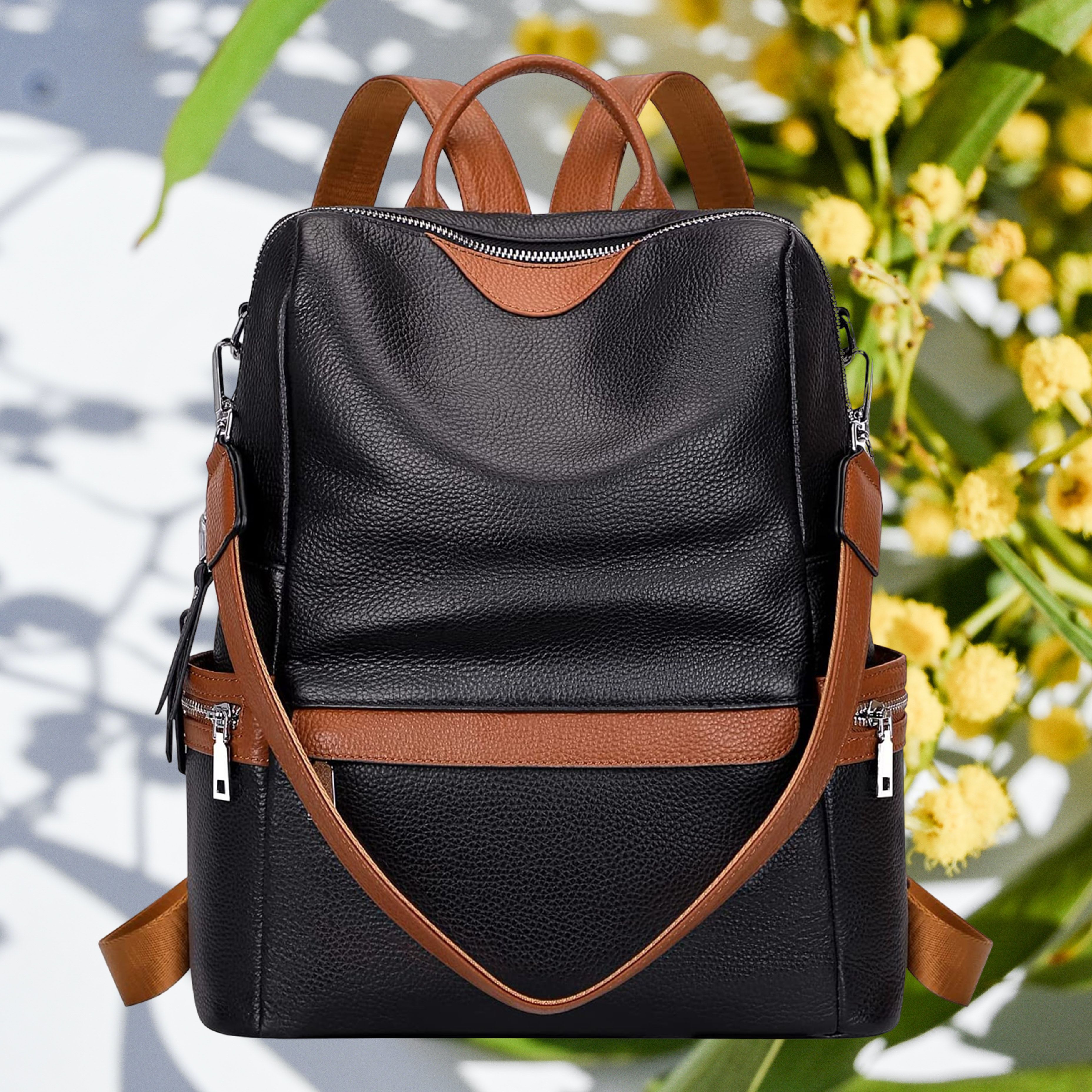Medium 24 L Backpack Leather Backpack Purse For Girs and Women For Office and Travel-image-44