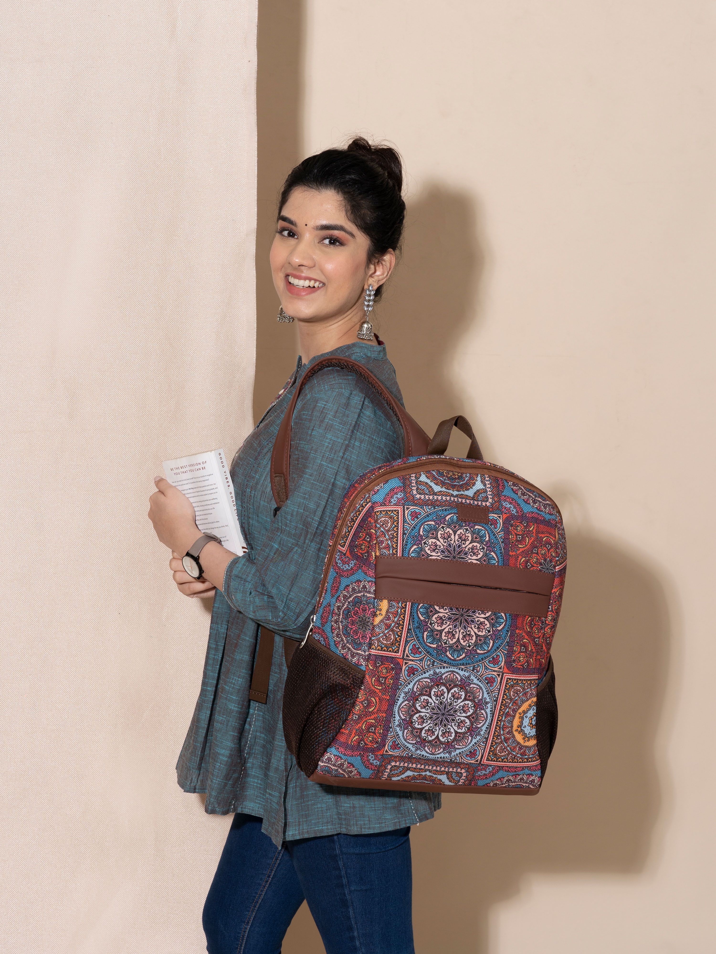 Small 16 L Laptop Backpack Multicolor Mandala Classic Backpack