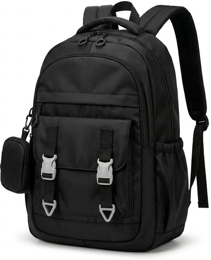 Medium 25 L Laptop Backpack Korean Style Black Backpack for Girls and women-image-10