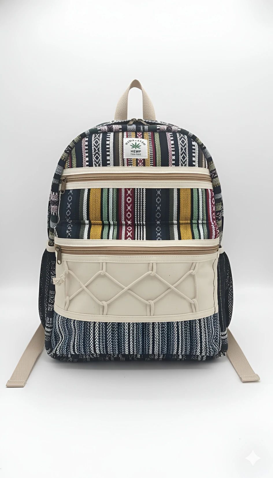yuvika crafts Small 20 L Laptop Backpack TRIBAL STRIPE HEMP BACKPACK-picture-17