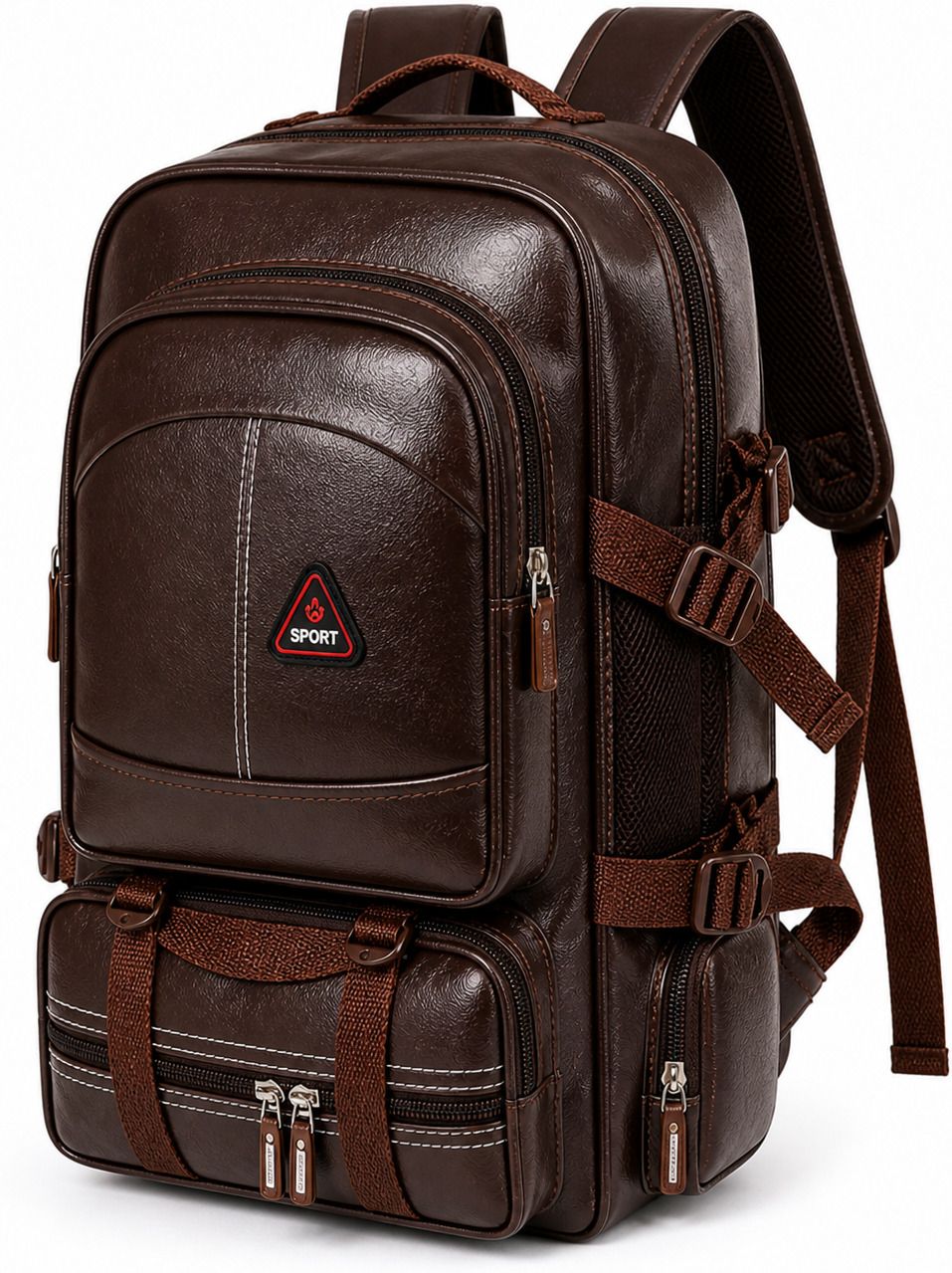 Large 45 L Backpack Brown Leather Finish Backpack for Men & Women | Large Capacity Laptop Backpack-image-38