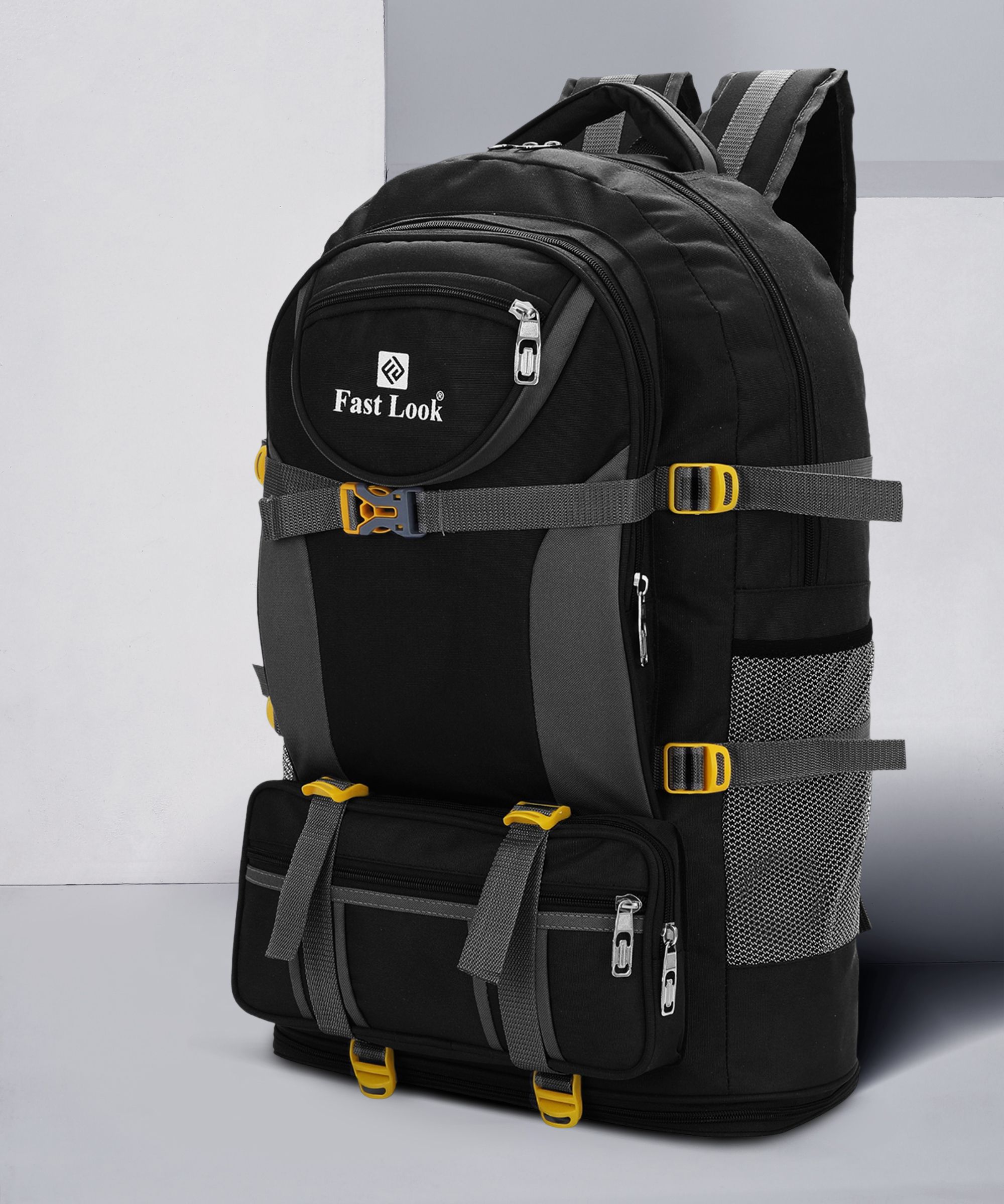 fast look Large 60 L Backpack Expandable Travel Rucksack for Outdoor Sport Camping Hiking Trekking Bag-Black-picture-21