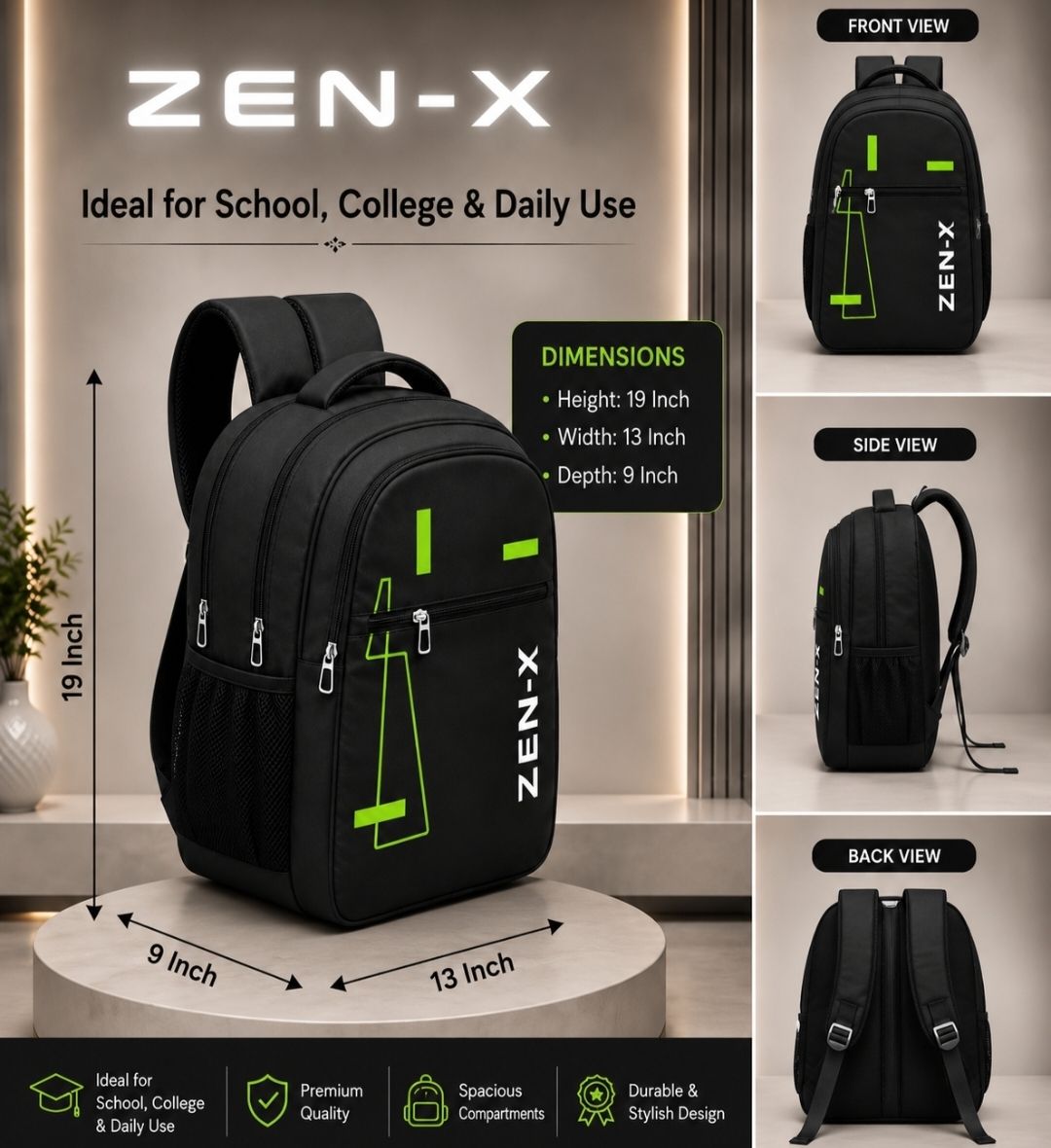 abc Large 34 L Backpack Stylish Black School Backpack for Boys & Girls | Waterproof Laptop Bag-picture-39
