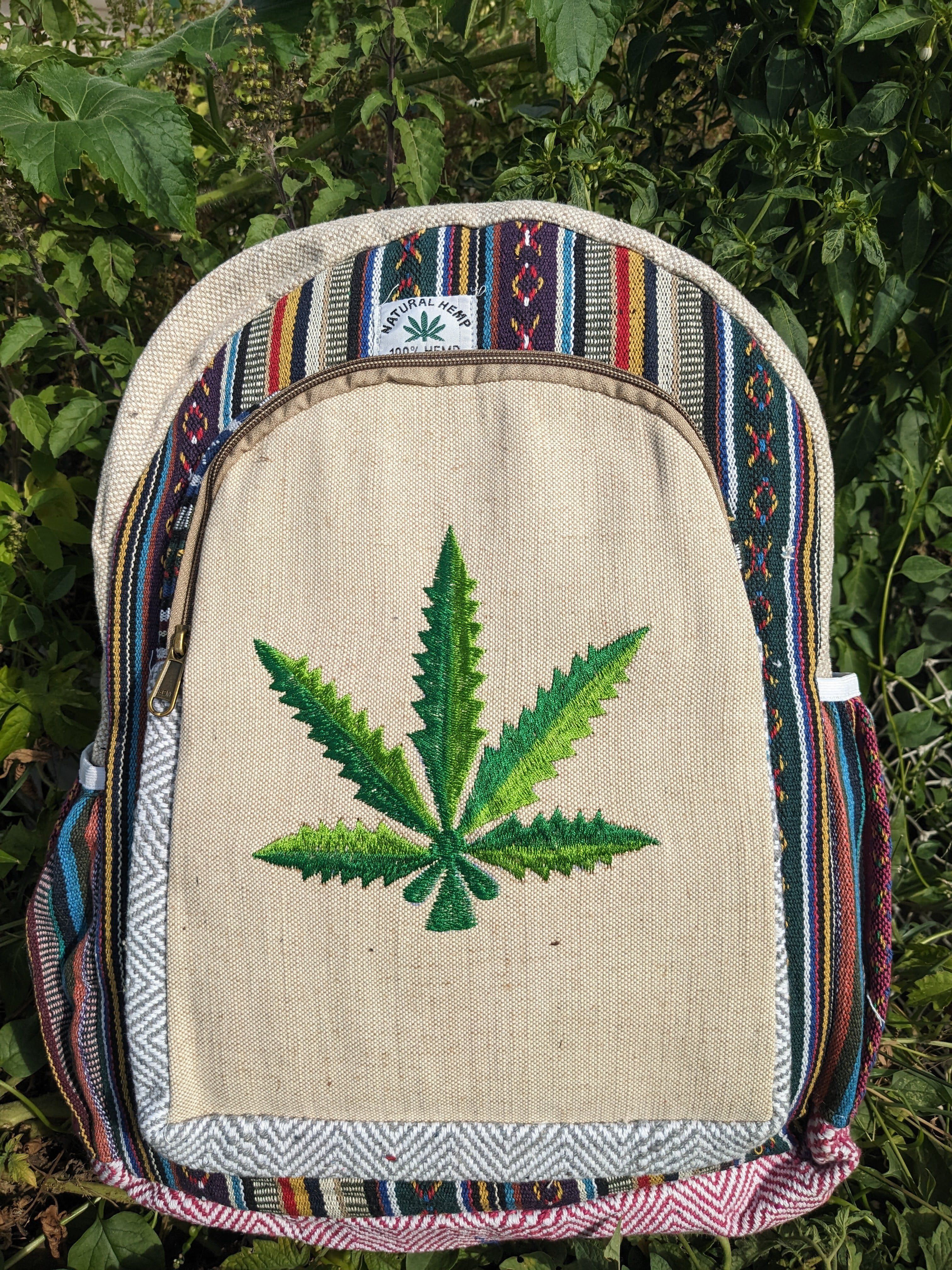 Small 5 L Laptop Backpack Embroidery design Hemp Backback